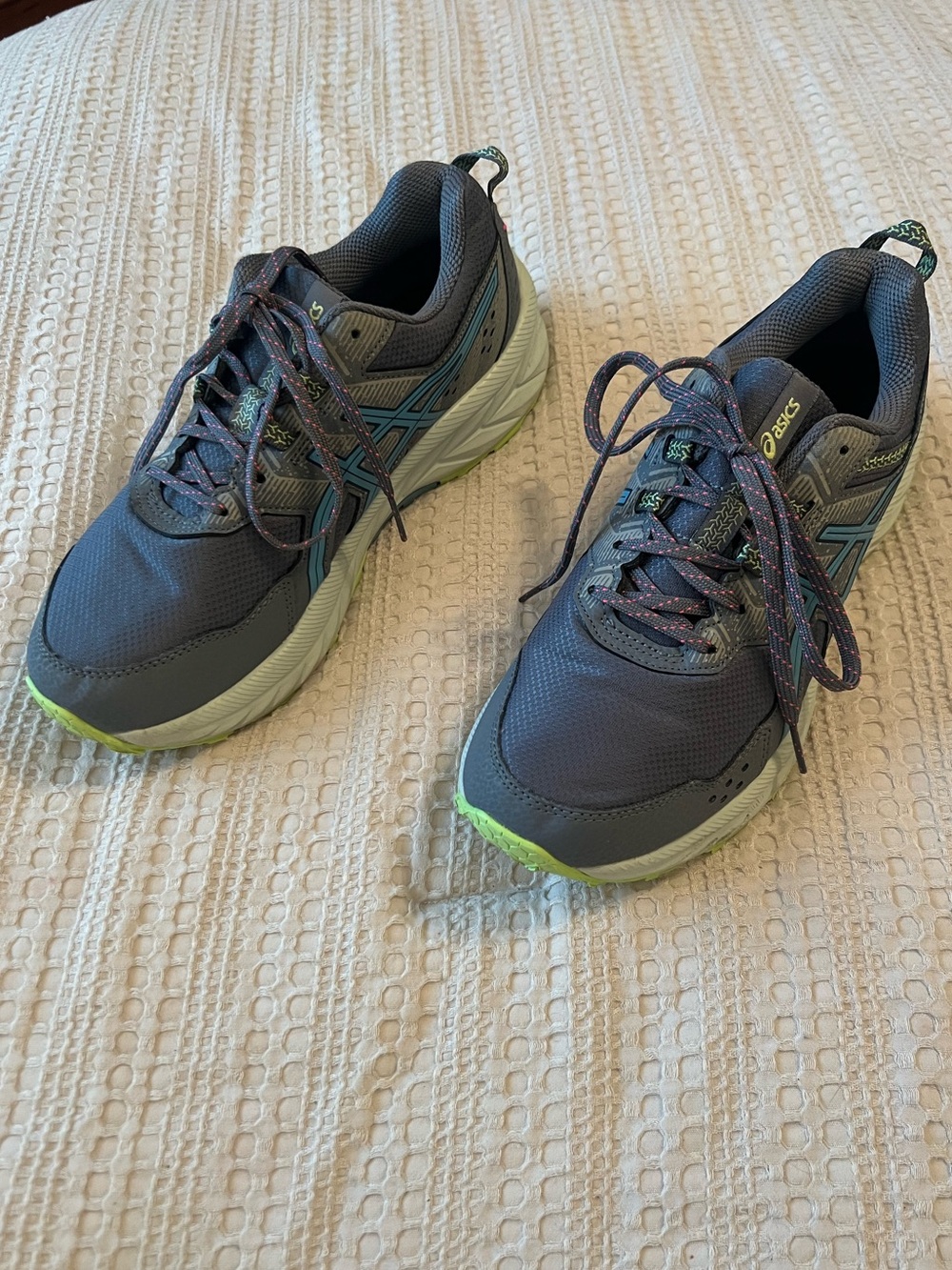 ASICS Women's Gray Athletic Running Sneakers with Lime Accents